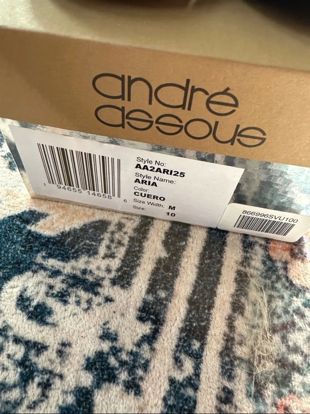 Andre Assous Womens Aria Espadrille Wedge Heeled Sandals Cuero Size 10M NIB